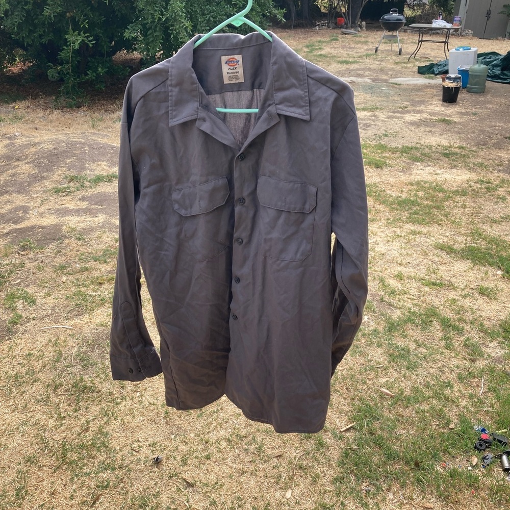 Dickies button down long sleeve men’s shirt grey